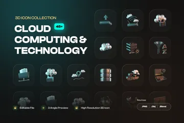 Computação e tecnologia em nuvem Pacote de Icon 3D