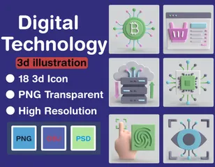 Tecnologia digital Pacote de Icon 3D