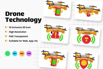 Tecnología de drones Paquete de Icon 3D