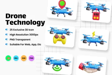 Tecnología de drones Paquete de Icon 3D