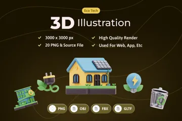 Tecnologia Ecológica Pacote de Icon 3D