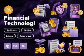 Tecnologia Financeira 3D Icon Pack