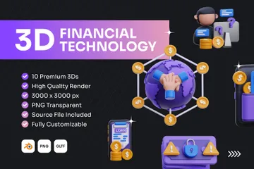 Tecnología financiera Paquete de Icon 3D