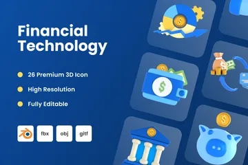 Tecnología financiera Paquete de Icon 3D