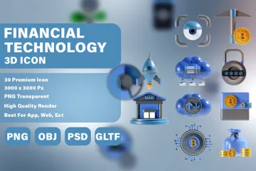 Tecnología financiera Paquete de Icon 3D