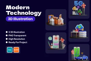 Tecnología moderna Paquete de Illustration 3D
