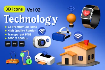 Tecnologia Vol 02 Pacote de Icon 3D