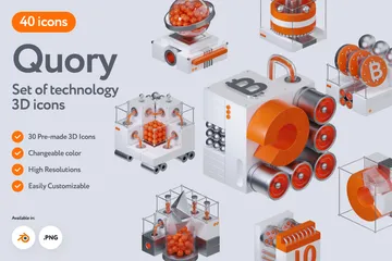 Tecnología y criptografía Paquete de Icon 3D