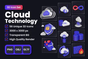 Tecnología y soluciones en la nube Paquete de Icon 3D