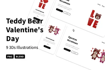 Teddy Bear Valentine's Day 3D Icon Pack