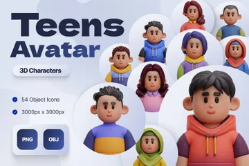 Teens Avatar 3D Icon Pack
