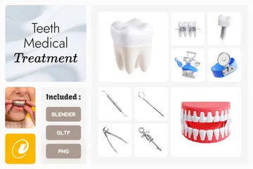 Teeth Medical Treatment 3D Icon Pack