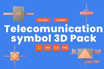 Telekommunikationssymbol 3D Icon Pack