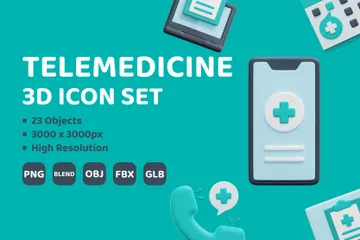 Telemedicina Pacote de Icon 3D