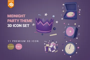 Tema da festa da meia-noite Pacote de Icon 3D