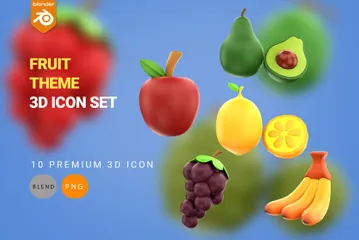 Tema de frutas Pacote de Icon 3D