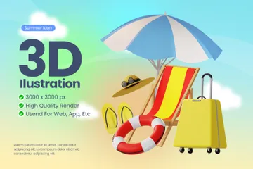 Tema de verano Paquete de Illustration 3D