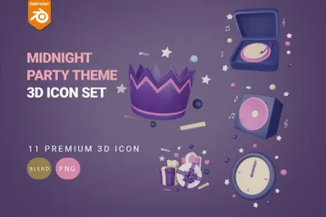Tema de fiesta de medianoche Paquete de Icon 3D