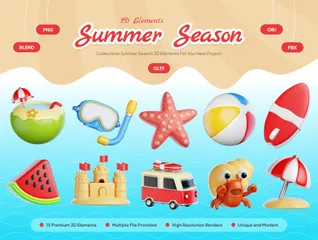 Temporada de verano Paquete de Icon 3D