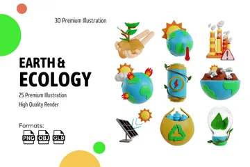 Terra e Ecologia Pacote de Icon 3D