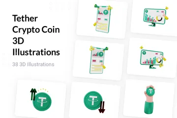 Moneda criptográfica Tether Paquete de Illustration 3D