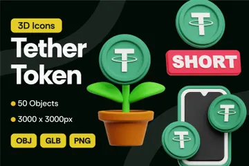 Tether Crypto Token 3D Icon Pack