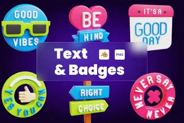 Text & Badges 3D Icon Pack