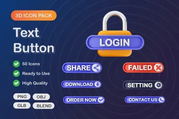 テキストボタン 3D Iconパック