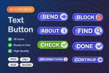 Text Button 3D Icon Pack