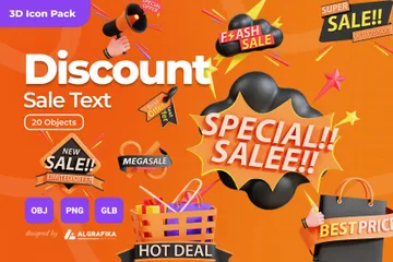 Texte de vente à prix réduit Pack 3D Icon