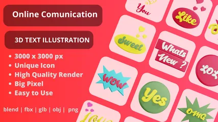 Texto de comunicación en línea Paquete de Icon 3D