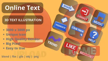 Texto en línea 3D Icon Pack