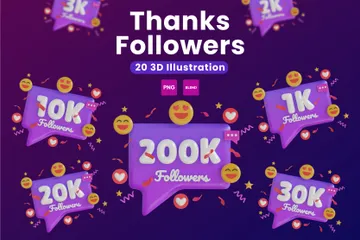 Thanks Followers 3D Icon Pack