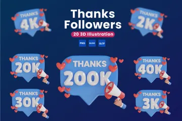 Thanks Followers 3D Icon Pack