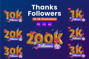Thanks Followers 3D Icon Pack