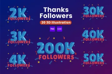 Thanks Followers 3D Icon Pack