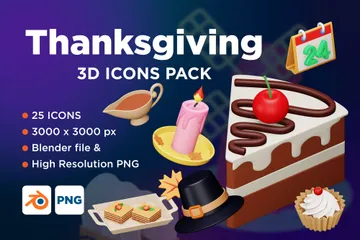 Thanksgiving Vol-2 3D Icon Pack
