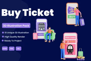 Ticket kaufen 3D Illustration Pack