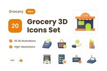 Tienda de comestibles Paquete de Illustration 3D