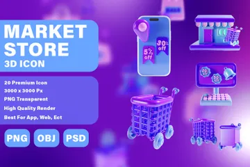Tienda de mercado Paquete de Icon 3D