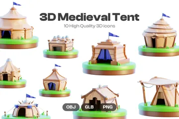 Tienda medieval Paquete de Icon 3D