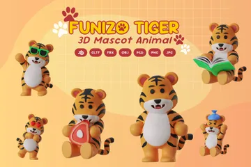 Tiger Mascot 3D Icon Pack