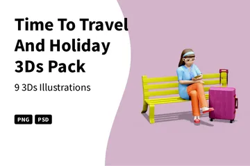 Time To Travel And Holiday 3D Illustration Pack