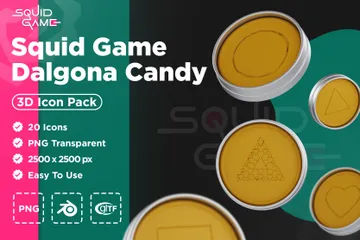 Squid Game Dalgona-Bonbons 3D Icon Pack