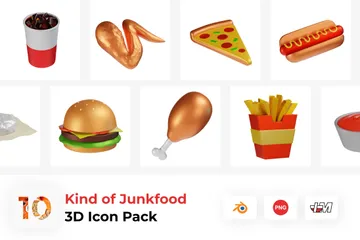 Tipo de comida chatarra Paquete de Icon 3D