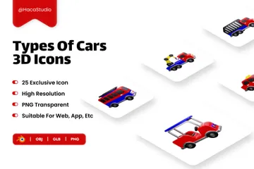 Tipos de carros Pacote de Icon 3D