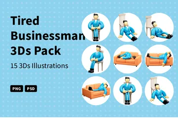 Tired Businessman 3D Illustration Pack