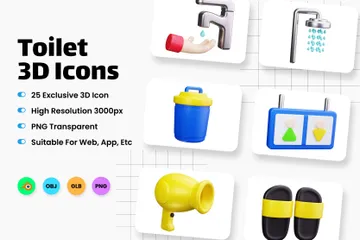 Toilet 3D Icon Pack