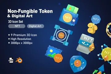 Token Não Fungível Pacote de Illustration 3D