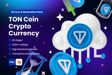 Criptomoneda estable digital TON Coin Paquete de Icon 3D